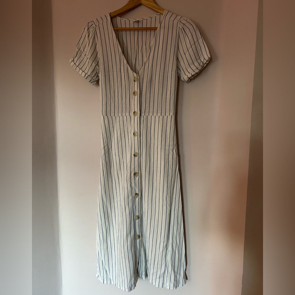 Old Navy Blue and White Striped Midi Dress